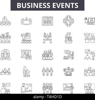 Business events line icons, signs set, vector. Business events outline concept illustration: business,event,depresentation,graphic Stock Vector