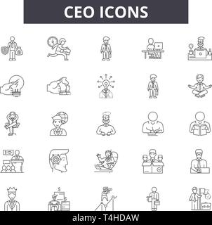 Ceo line vector icons and signs. Executive, Manager, Leader, Director ...