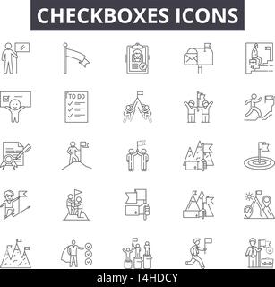 Checkboxes line icons, signs, vector set, outline illustration concept ...