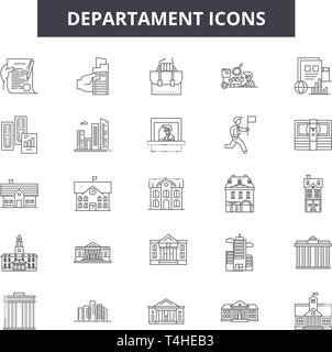 Departament line vector icons and signs. Division, Bureau, Wing, Region ...