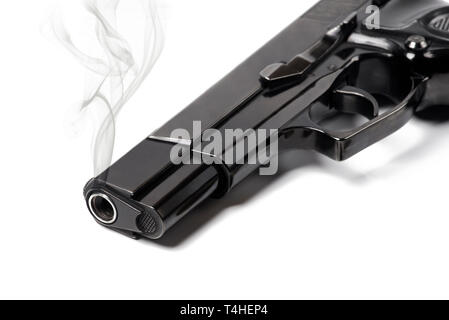 Smoking Gun on white background Stock Photo