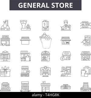 General store line icons, signs, vector set, outline illustration ...