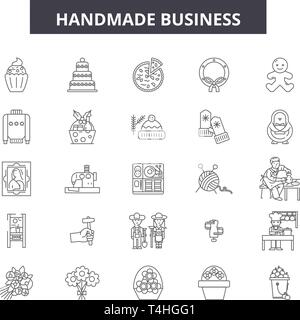 Handmade business line icons, signs set, vector. Handmade business outline concept, illustration: handmade,doodle,element,business,arrow,graphic Stock Vector
