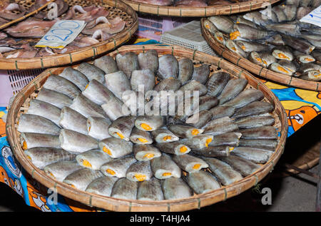 Stuffed fish on a Thai market Stock Photo