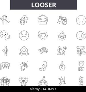 Looser line vector icons and signs. Unsuccessful, Weak, Beaten, Losing ...