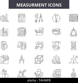 Measurment line icons, signs set, vector. Measurment outline concept illustration: measurement,measure,object,element,design Stock Vector
