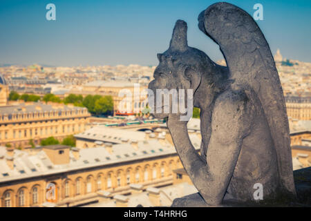 Gargoyle on Notre Dame Cathedral, Paris Stock Photo