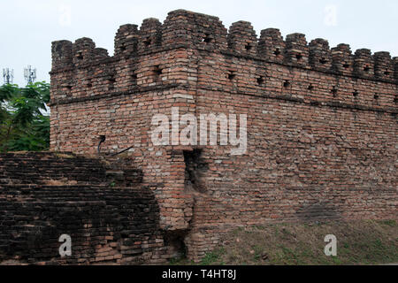 Chiang Mai Thailand, restored section of the defensive wall surrounding the old town Stock Photo