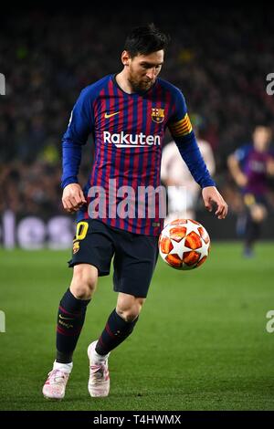 Barcelona, Spain. 16th Apr, 2019. Leo Messi of FC Barcelona in