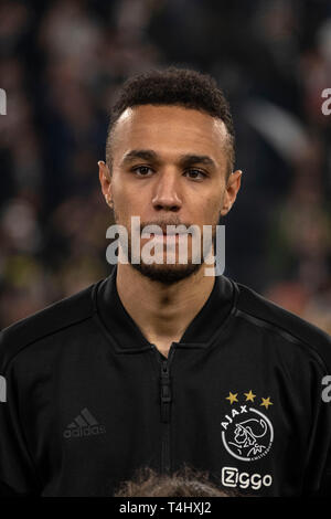 Noussair Mazraoui (Ajax) during the Uefa 'Champions League' Quarter-finals,2st leg, match between Juventus 1-2 Ajax at Allianz Stadium on April 16, 2019 in Torino, Italy. Credit: Maurizio Borsari/AFLO/Alamy Live News Stock Photo