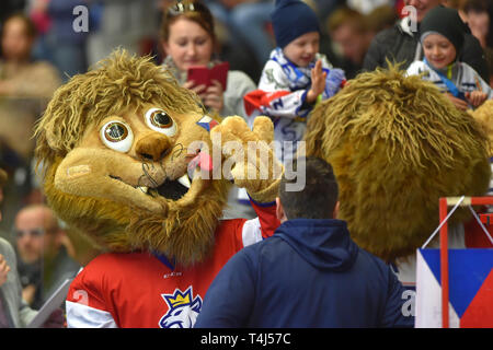 Karlovy Vary, Czech Republic. 17th Apr, 2019. Mascot of Czech team during the Euro Hockey Challenge match Czech Republic vs Germany in Karlovy Vary, Czech Republic, April 17, 2019. Credit: Slavomir Kubes/CTK Photo/Alamy Live News Stock Photo