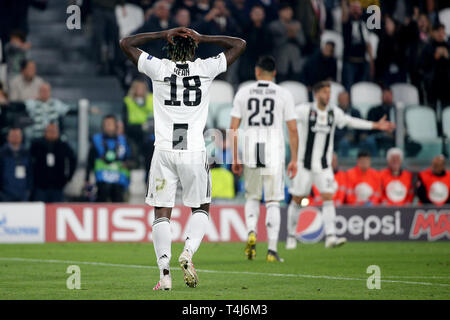 Turin, Italy. 16th Apr, 2019. football, CHAMPIONS LEAGUE UEFA 2018-19 JUVENTUS VS AJAX 1-2 in the picture: KEAN Credit: Independent Photo Agency/Alamy Live News Stock Photo