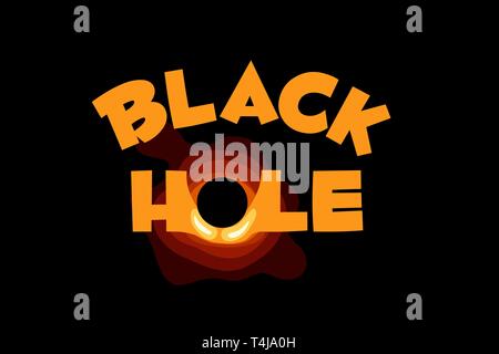 Black hole letter text in space. Science flat vector illustration Stock Vector