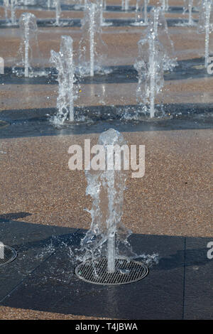 Fountains in the Queen Elizabeth Country Park, Stratford, London, England, United Kingdom. Stock Photo