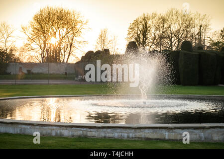 Fountain in English country hotel grounds, Billesley Manor, Warwickshire, England Stock Photo