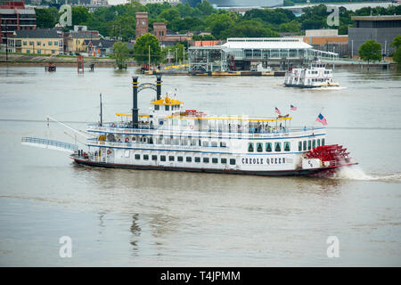 Paddle Wheeler Creole Queen on Mississippi River in New Orleans, Louisiana, USA. Stock Photo