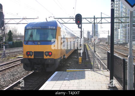 DAZ intercity double decker train at the trainstation of Den Haag Laan van NOI in the Netherlands Stock Photo