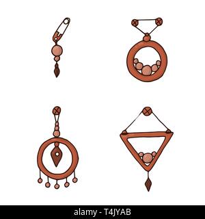 Dream hunters set. Boho style. Vector Doodle illustration Stock Vector