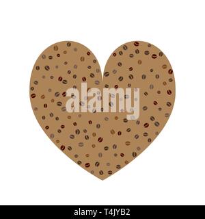 Coffee beans icon. Vector illustration. Valentines day. Shape of heart Stock Vector