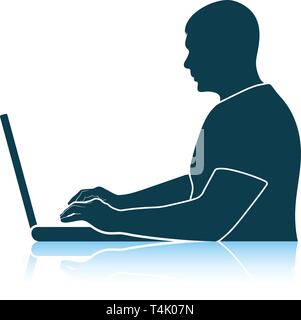 Writer at the work icon. Shadow reflection design. Vector illustration. Stock Vector