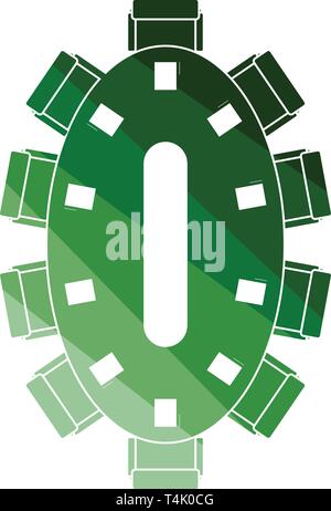 Negotiating table icon. Flat color design. Vector illustration. Stock Vector