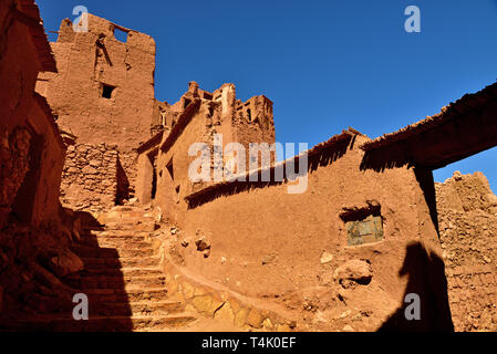 Aït Ben Haddou has been well preserved and kept in supreme condition with the goal of bringing more tourists to the south to see magnificent structure Stock Photo