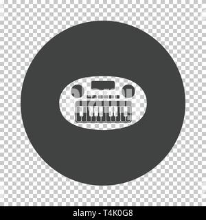 Synthesizer toy icon. Subtract stencil design on tranparency grid. Vector illustration. Stock Vector