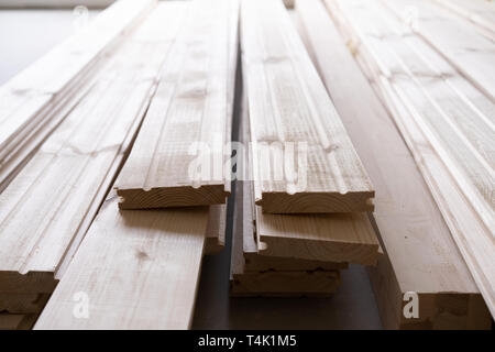 modern eco-friendly building materials - background from pine floor boards in stock Stock Photo