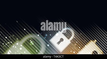 Cybersecurity and information or network protection. Future cyber technology web services for business and internet project Stock Vector