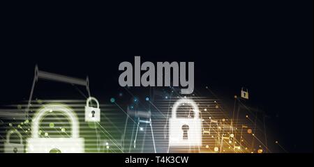 Cybersecurity and information or network protection. Future cyber technology web services for business and internet project Stock Vector