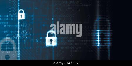 Cybersecurity and information or network protection. Future cyber technology web services for business and internet project Stock Vector
