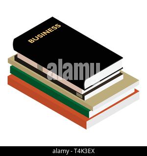 Stack of books isometric view isolated on white background. Business book Stock Vector