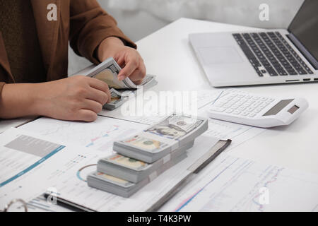 businesswomen female accountant working in office business accounting financial workplace Stock Photo