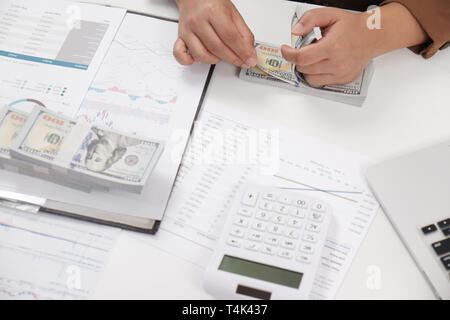 businesswomen female accountant working in office business accounting financial workplace Stock Photo