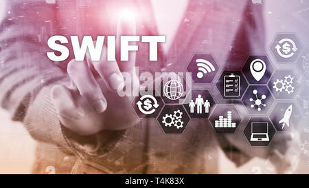 SWIFT. Society for Worldwide Interbank Financial Telecommunications. International Payment. Business background. Stock Photo