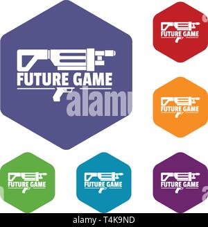 Future game icons vector hexahedron Stock Vector