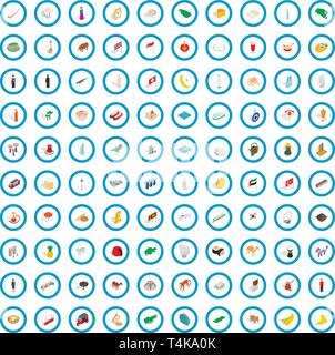 100 tourism icons set, isometric 3d style Stock Vector