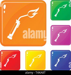 Welding torch icons set vector color Stock Vector
