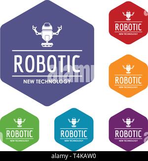 Robotic technology icons vector hexahedron Stock Vector