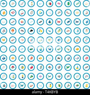 100 toys for kids icons set, isometric 3d style Stock Vector