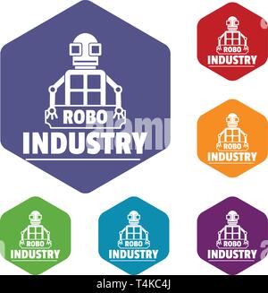 Robot futuristic icons vector hexahedron Stock Vector