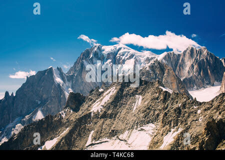 view to Mont Blanc mountain peak, from Punta Helbronner at Courmayeur, Italy Stock Photo