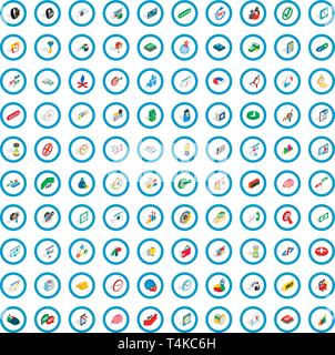 100 trade icons set, isometric 3d style Stock Vector
