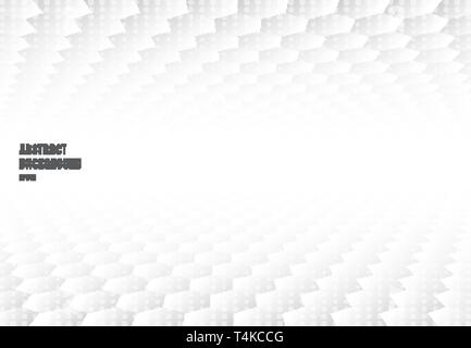 Abstract white hexagons pattern perspective background and texture with copy space. Luxury style. Vector illustration Stock Vector
