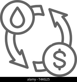 Oil exchange, water transfer, convert line icon. Stock Vector