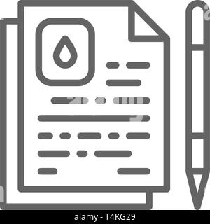 Vector oil contract, water agreement line icon. Stock Vector