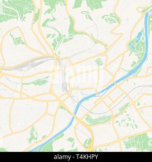 Printable map of Ulm, Germany with main and secondary roads and larger railways. This map is carefully designed for routing and placing individual dat Stock Vector