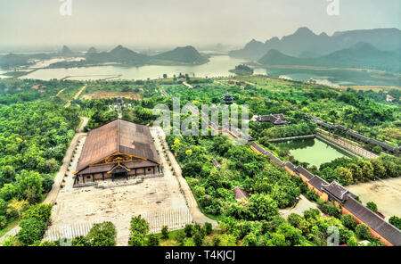 Landscape of the Bai Dinh temple complex at Trang An, Vietnam Stock Photo