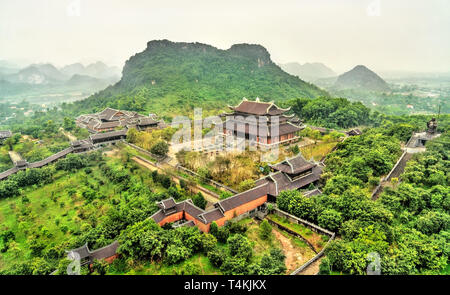 Landscape of the Bai Dinh temple complex at Trang An, Vietnam Stock Photo