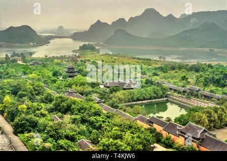Landscape of the Bai Dinh temple complex at Trang An, Vietnam Stock Photo